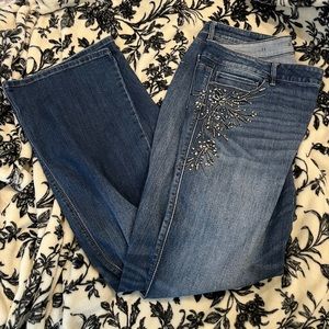 beaded rhinestone bootcut jeans